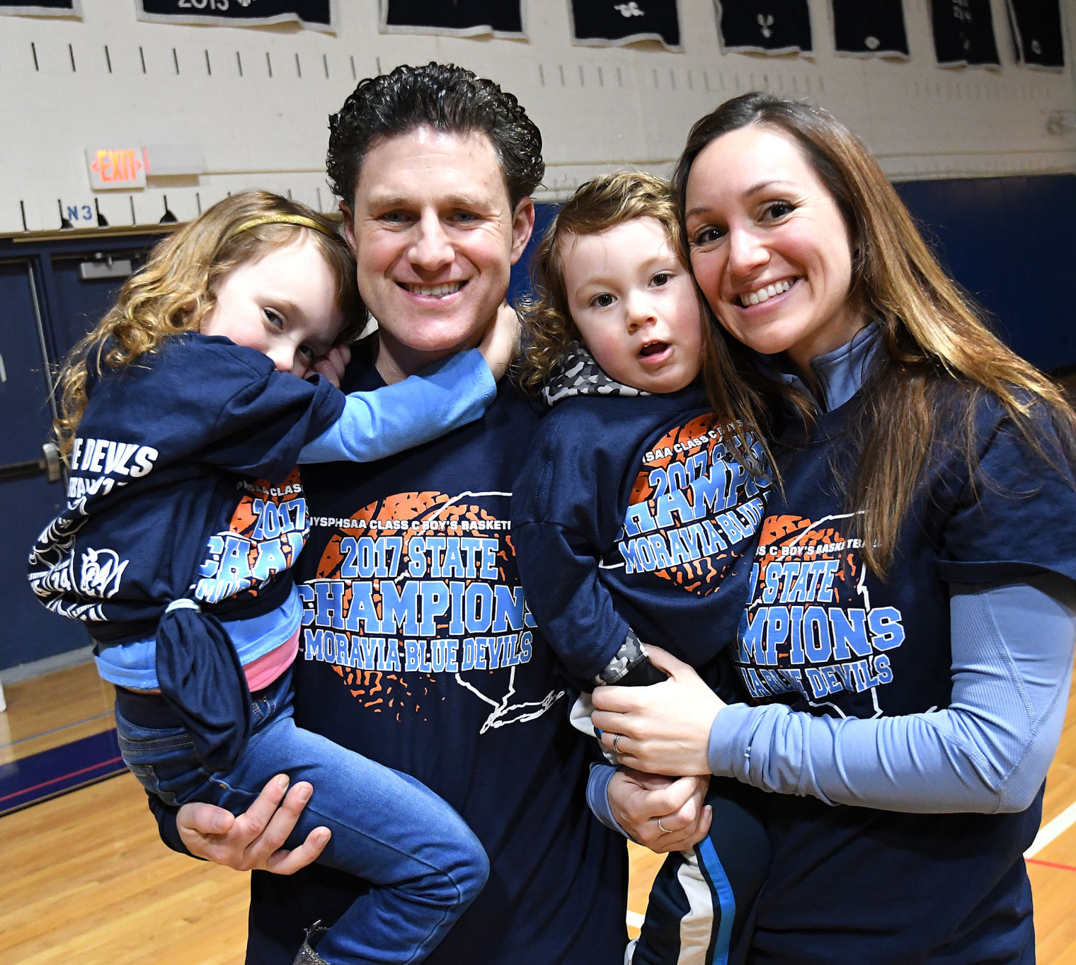 Moravia basketball celebration